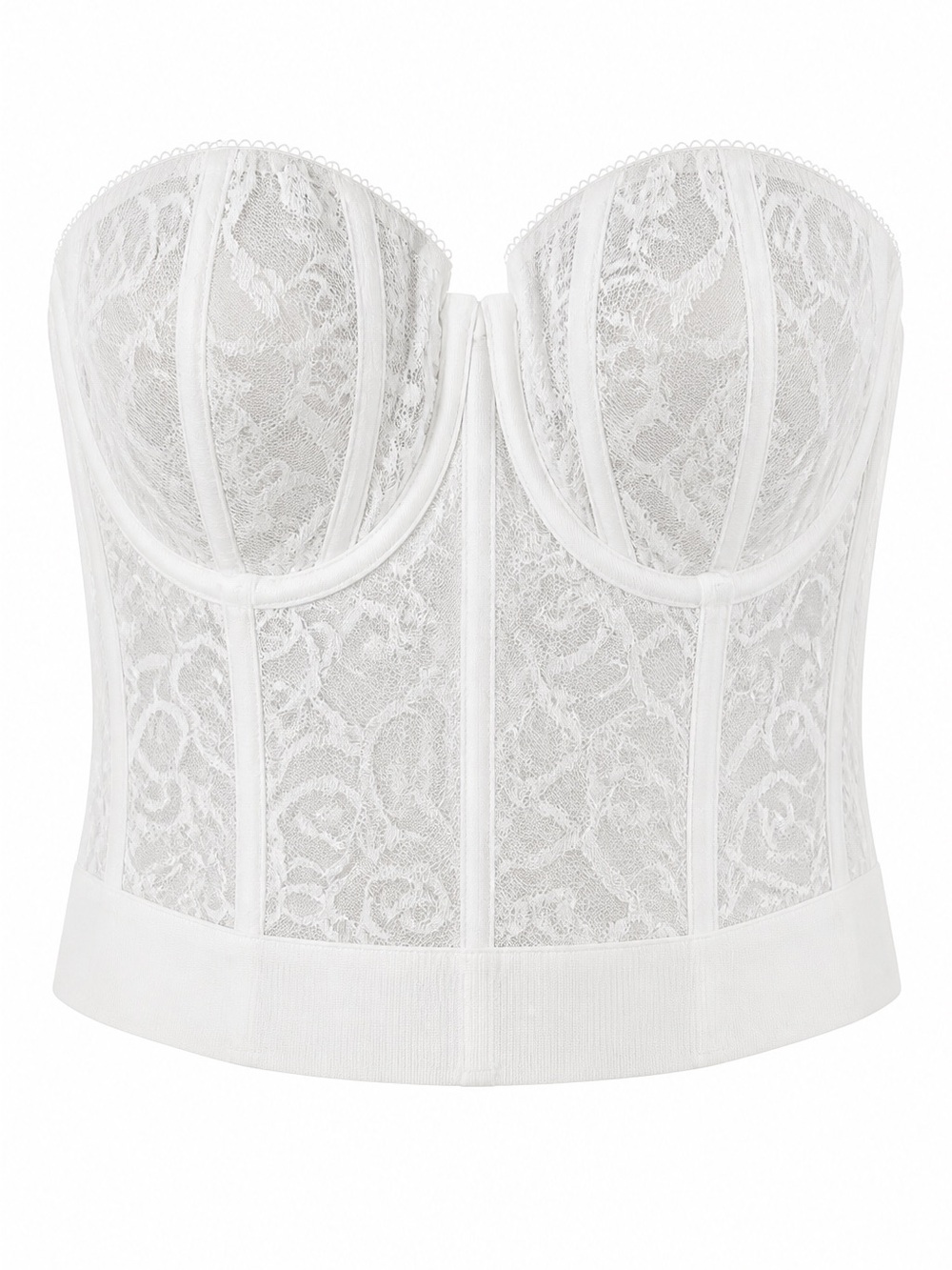 Goddess Lace Bridal Longline Bustier Bra (Style GD0689) White